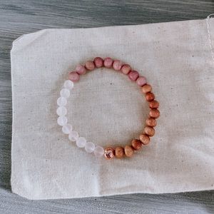 Gemstone Bracelet-Rhodonite, Rose Quartz, Rosewood